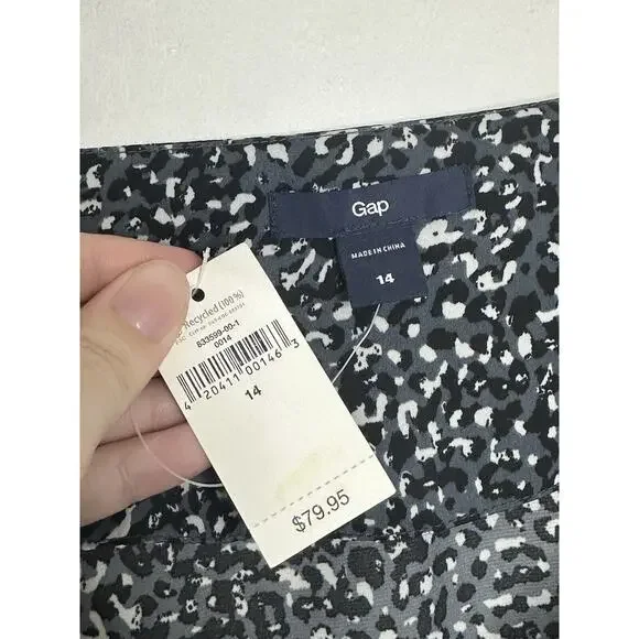 Gap Womens Blue Animal Print 3/4 Dolman Sleeve Draped Dress Size 14 New - Picture 5 of 7